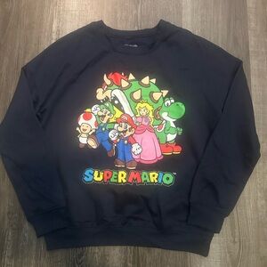 Nintendo Super Mario Crewneck Sweatshirt - Black with Multicolor Characters
